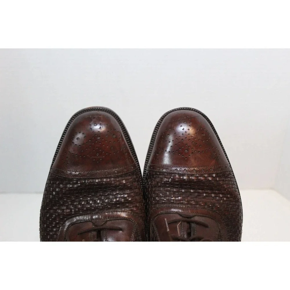 *Flaw Salvatore Ferragamo Woven Leather Lace Oxford Shoes Men's Size 10D H14580 - Picture 7 of 16